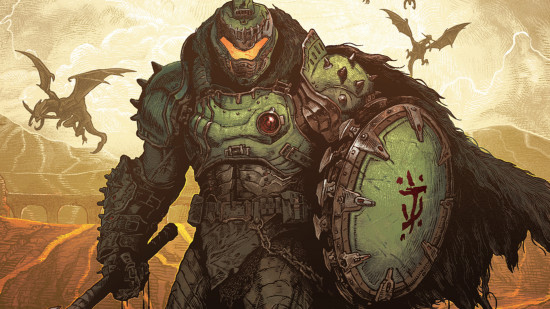 Doom the Dark Ages: Ein Bild des Doom -Typen mit Schwert und Schild.