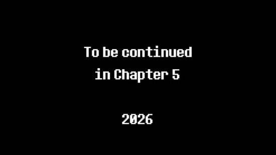 Deltarune Kapitel 5 Veröffentlichungsdatum - Ein schwarzer Bildschirm mit den Wörtern