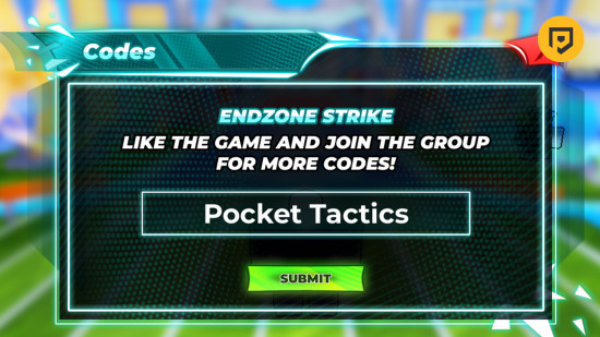 Endzone Strike-Codes: Ein Bild des Code-Einlösungsbildschirms in Roblox Endzone Strike-Codes.