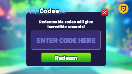 Bildschirm zum Einlösen des SpongeBob-Tower-Defense-Codes